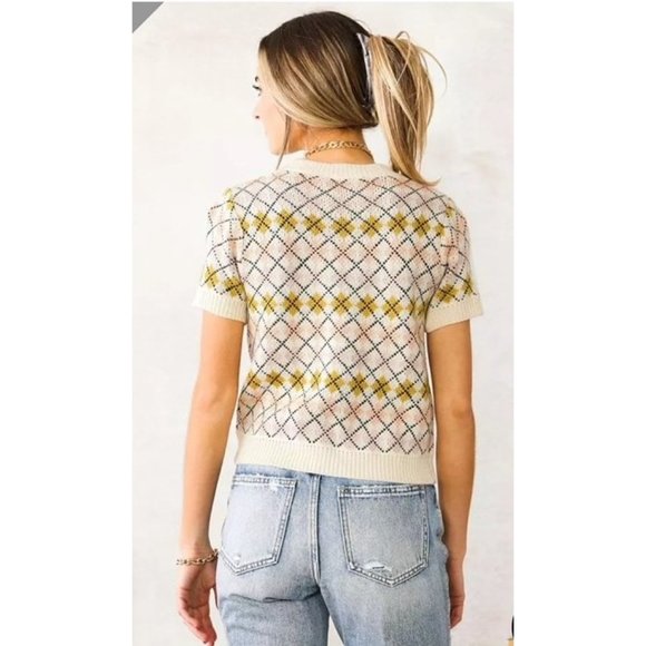 Buckle Willow & Root Checkered Print Sweater S - Picture 2 of 4